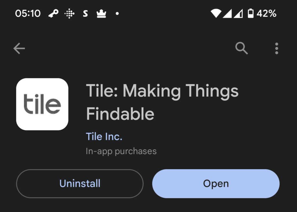 Google PlayのTileアプリダウンロードページ